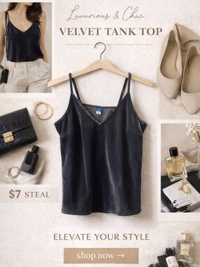 Elegant velvet dark grey Women's Tank top